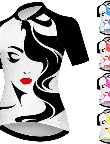  Dames Wielrenshirt Grafisch Korte mouw Fietsen Shirt Kleding Bovenlichaam met 3 achterzakken Bergracen Wegwielrennen Sneldrogend Reflecterende strips Achterzak Vochtregelerend Sport Zwart Geel Roze