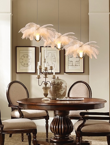  светодиодная подвесная люстра 35 см 1-светильник белый букет из страусиных перьев подвесной светильник романтический светильник для спальни ресторана