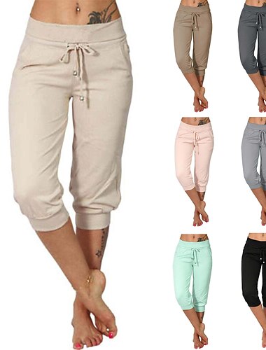  Mujer Pantalones de yoga Correa Tobilleros Con bolsillos Control de barriga Alta cintura Yoga Entrenamiento de gimnasio Corriendo Pantalones Capri Prendas de abajo Gris oscuro Azul marinero
