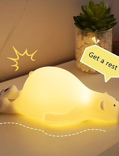  светодиодный ночник с ленивым медведем, силиконовые перезаряжаемые лампы с регулируемой яркостью, USB, для детей, подарок для ребенка, мультяшный милый ночник с животными, сенсорный