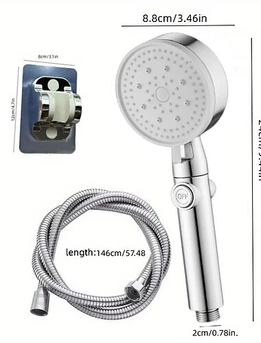  Bohrfreies Hochdruck-Handbrauseset mit Ein-/Aus-Pause-Schalter, 5 Strahlarten, wassersparender Duschkopf, abnehmbare Duschzubehörhalterung