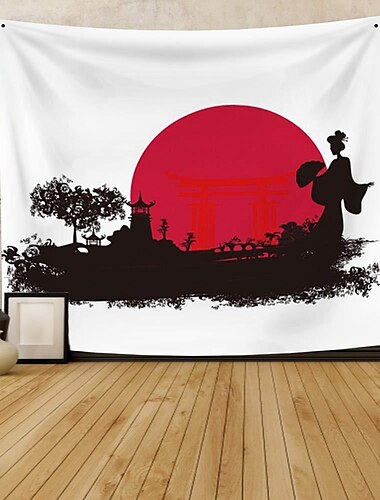  اليابان نمط شنقا نسيج جدار الفن كبير نسيج جدارية ديكور صورة خلفية بطانية الستار المنزل غرفة نوم غرفة المعيشة الديكور معبد المرأة الشمس