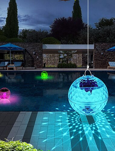  Floating Pool Lights Solar Pool Lights with RGB Color Changing Waterproof Pool Lights that Float for Swimming Pool at Night Hangable LED Disco Glow Ball Lights for Pond Garden Backyard