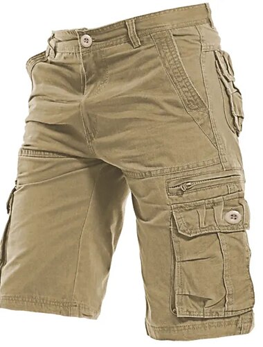  Herren Cargo Shorts Kurze Hosen Kurze Hose für Wanderer Tasche mit Reißverschluss Pattentasche Glatt Komfort Atmungsaktiv Outdoor Täglich Ausgehen Modisch Brautkleider schlicht Schwarz Armeegrün