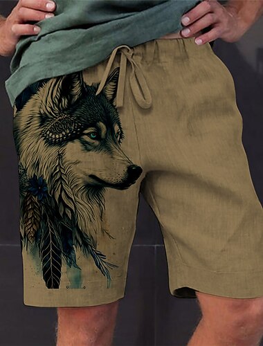  Hombre Graphic Animal Lobo Pantalón corto Pantalones cortos de verano Pantalones cortos de playa Media cintura Ropa de calle Hawaiano Design Casual Diario Festivos Correa Cintura elástica Impresión 3D