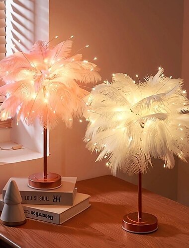  Dormitorio luces decorativas románticas luces de cumpleaños luces de plumas mesa de comedor luces de noche regalos de cumpleaños para niños