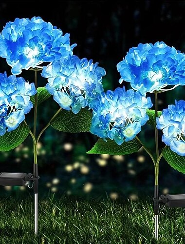  Solar-Gartenpfahlleuchten für Hortensienwege – wasserdichte Solar-Bodenleuchte mit Blumensimulation für die Dekoration von Villen, Höfen, Rasenflächen und Gärten