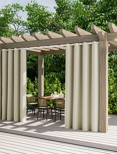  2 Paneele Outdoor-Vorhänge, wasserdicht, für Hochzeiten im Innenbereich, Terrasse, dicke Sichtschutz-Ösenvorhänge für Hochzeitsschlafzimmer, Wohnzimmer, Veranda, Pergola, Cabana