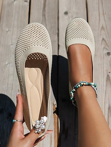  Slip-on flats i mesh som andas för kvinnor – lätta sommarskor med vadderad innersula för dagligt bruk
