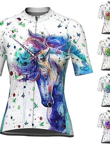  Mujer Maillot de Ciclismo Manga Corta Bicicleta Maillot Camiseta con 3 bolsillos traseros MTB Bicicleta Montaña Ciclismo Carretera Transpirable Secado rápido Dispersor de humedad Bandas Reflectantes
