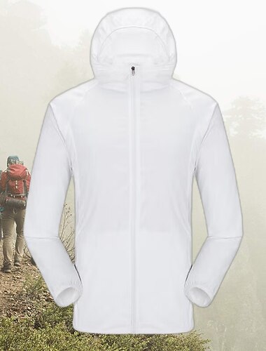  Herren Damen Regenjacke Windbreaker UPF 50+ UV Sonnenschutz Reißverschluss Kapuzenpullover Langarm Angeln Laufen Wanderjacke Sommer Outdoor Packbar Schnelltrocknend Oberbekleidung Jacke Top Klettern