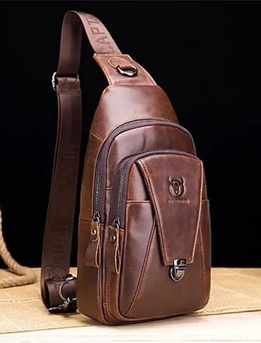  Bull capitaine haute qualité hommes en cuir véritable peau de vache vintage poitrine sac à dos voyage mode bandoulière messager sac à bandoulière