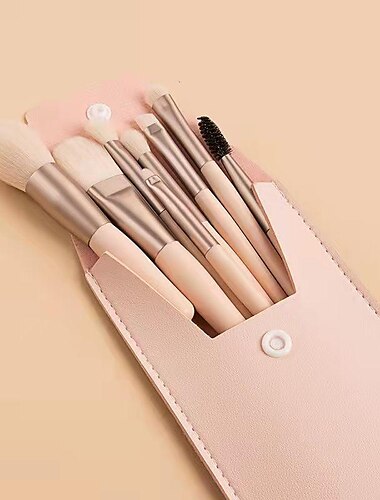  Make-up-Pinsel/Taschen, 8-teiliges tragbares weiches Make-up-Pinsel-Set für Lidschatten, Grundierung, Puder, Concealer, Lippen, Rouge, Make-up (mehrfarbig mit Tasche)