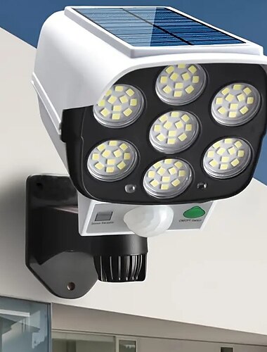  مصباح حائط LED يعمل بالطاقة الشمسية مصباح مراقبة خارجي يعمل بالطاقة الشمسية مصباح حديقة يعمل بالطاقة الشمسية مع مستشعر جسم الإنسان محاكاة مراقبة منزلية مصباح شارع خارجي ذكي مناسب لبوابات الحديقة