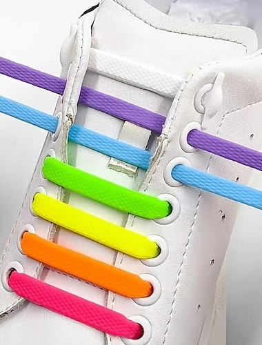  Σετ 16 τμχ lazy no-tie ελαστικά κορδόνια σιλικόνης που δένουν sneakers για ενήλικες γρήγορα παπούτσια δαντέλα για άνδρες γυναίκες παιδικά