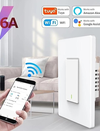  smart wall light switch 16a 3 way switch 1800w tuya smart life voice control 2.4ghz wifi drukknop werken met alexa google home