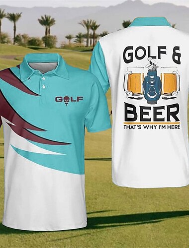  Oktoberfest-Poloshirt für Herren, Revers-Poloshirt, Polohemd mit Knopfleiste, Golfhemd, Buchstaben-Grafikdrucke, Bier, Golf, Turndown, Seeblau, Gelb, Himmelblau, Grün, Grau, Outdoor, Straße, kurze