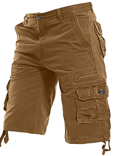  Herren Cargo Shorts Kurze Hosen Shorts Kurze Hosen Kurze Hose für Wanderer Tasche Glatt Komfort Atmungsaktiv Knielänge Arbeit Casual Täglich Modisch Strassenmode Armeegrün Kurkuma