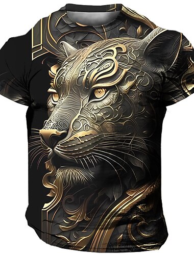  Herren Graphic Tier T Shirt Kurzarm T-Shirt 3D-Druck Rundhalsausschnitt Hemd Vintage Modisch Designer Outdoor Täglich Sport Silber Gelb Hellgrün Frühling Sommer Bekleidung S M L XL 2XL 3XL