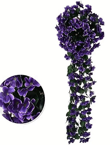  1 Packung, hängender Korb mit künstlichen Blumen, 86,4 cm, künstliche Hängepflanze, Seidenorchideenblüten, künstliches Blumenarrangement, Garten-Rasen-Dekoration, Heimdekoration, Raumdekoration,
