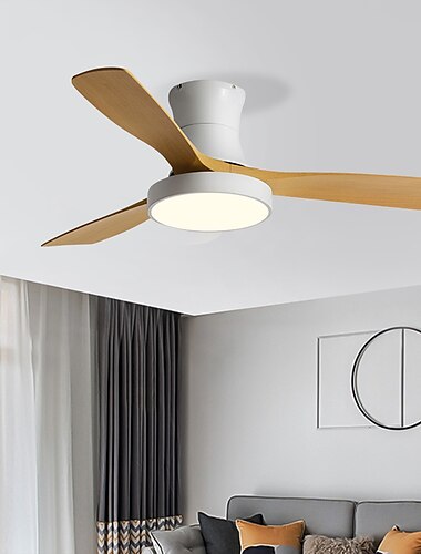  led frekvenskonvertering nordisk loftsventilator lys, 3 lyse farver og 6 vindhastigheder 42/52 tommer industriel loftsventilator lysekrone, til stue, soveværelse osv.