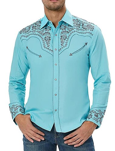  Retro Vintage Bluse / Hemd Westlicher Cowboy Herren Karneval Maskerade Party Alltagstauglich Erwachsene Oberteil Ganzjahres