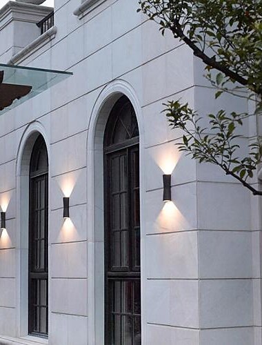  luminária de banheiro contemporânea fosca à prova d'água aplique de parede externa para banheiro aplique de ferro para exterior ip67 110-120v 220-240v 6 c / led integrado / certificado CE