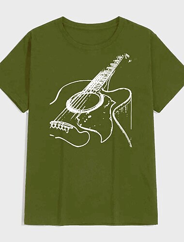  Musikfestival Herren Gitarre Hemd T Shirt Baumwolle Kurzarm Grafik Hemd Dunkelgrau Heather Grey Schwarz Bequemes T-Shirt Lässig Ferien Modedesigner-Kleidung