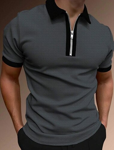  Miesten Zip Polo Poolopaita Kausaliteetti Pyhäpäivä Kauluskäänne Neljänneksen postinumero Lyhythihainen Muoti Perus Tavallinen Neljänneksen postinumero Kesä Normaali Musta Valkoinen Punastuvan