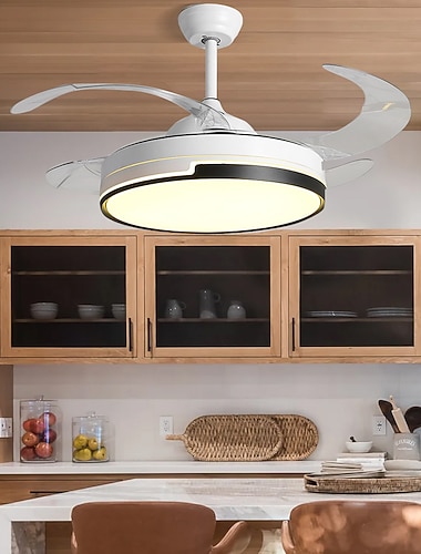  Deckenventilator mit Lichtkreis-Design-App&amp; Fernbedienung 108 cm dimmbar 6 Windgeschwindigkeiten moderner Deckenventilator für Schlafzimmer, Wohnzimmer, kleines Zimmer 220–240 V