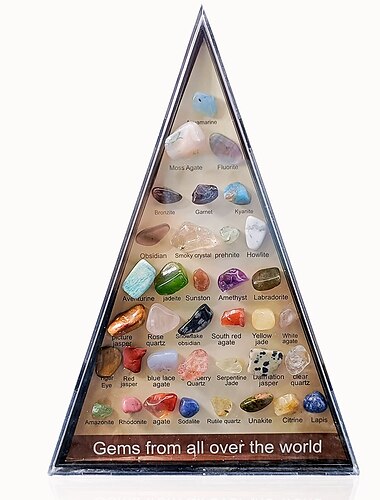  Heilkristalle, 36 Arten von natürlichen Kristall-Achat-Edelstein-Erz-Proben, Dreieck-Set, Festival-Geschenk, Lehre, Minerock-Kristall, Heilstein