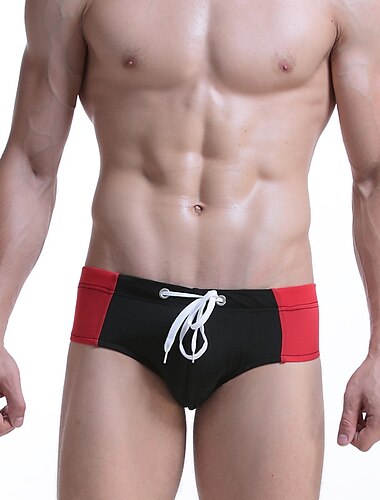  Herren Bademode Badehosen Schwimmen Tanga Bedruckt Farbblock Atmungsaktiv Weich Outdoor Casual Täglich Hawaiianisch Stilvoll Schwarz Marineblau Mikro-elastisch
