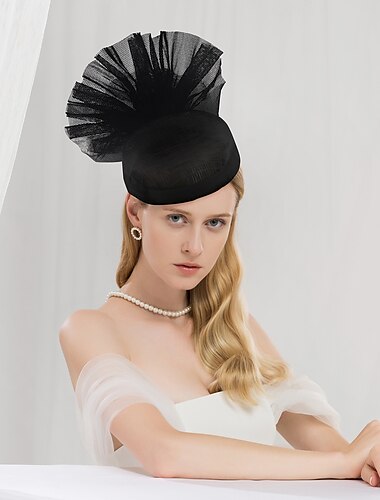  Diademas sombreros sinamay platillo sombrero de copa boda carrera de caballos elegante romántico con encaje lateral tocado