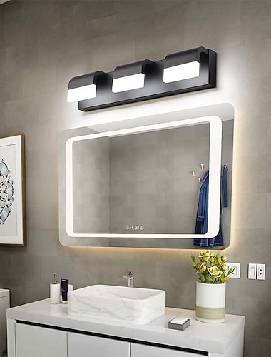  led speil frontlampe forfengelighet lys 3/4/5 hode vegglampe for moderne enkelt soverom bad akryl ip20 svart hvit