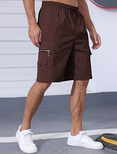  Herren Cargo Shorts Kurze Hosen Lässige Shorts Tasche Glatt Komfort Atmungsaktiv Outdoor Täglich Ausgehen Baumwollmischung Modisch Brautkleider schlicht Schwarz Marineblau
