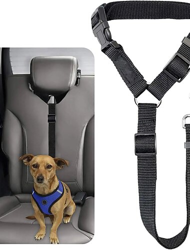  Chien Petits Animaux à Fourrure Harnais de Siège de Voiture pour Chien / Harnais de Sécurité pour Chien Ajustable Portable Durable Extérieur Marche Couleur Pleine 1 pc