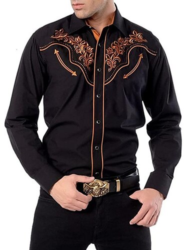  Set mit West-Cowboy-Hemd, PU-Weste, Weste, Herren, 2-teilig, Outfits, Langarm, lässig, Button-Down-Hemd, Retro-Vintage-Party, Karneval, Cosplay-Kostüm