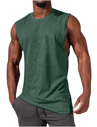  Homens Regata para Academia Regata para Esportes Clássico Sem Manga Singlete Atlético Roupa Esportiva Algodão Respirável Pavio Humido Macio Ginástica Treino de Ginástica Corrida Roupa de esporte