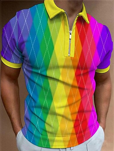  Per uomo Arcobaleno Polo Hawaiane Maglia da golf Manica Corta Magliette polo Camicie con Colletto Casual Abbigliamento mare Abbigliamento da vacanza Abbigliamento tropicale Abiti da festa Stampa 3D