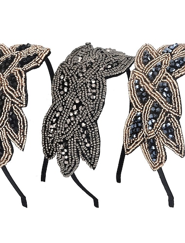  Diademas de aleta de los años 20 para mujer, diadema vintage de los años 20, diadema de hoja con cuentas de diamantes de imitación, accesorio para el cabello