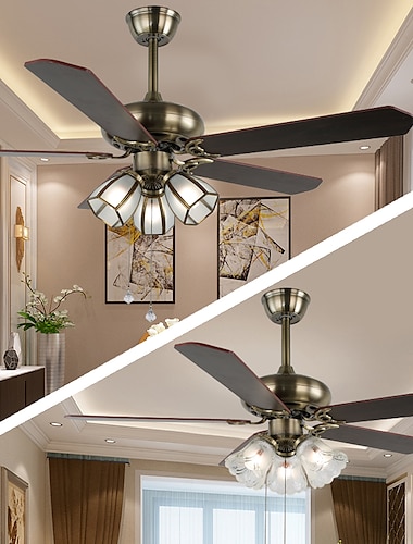  plafondventilator met verlichting en afstandsbediening 42 "industriële fandelier indoor vintage kroonluchter ventilatorlicht voor slaapkamer, woonkamer, eetkamer, kinderkamer warm wit
