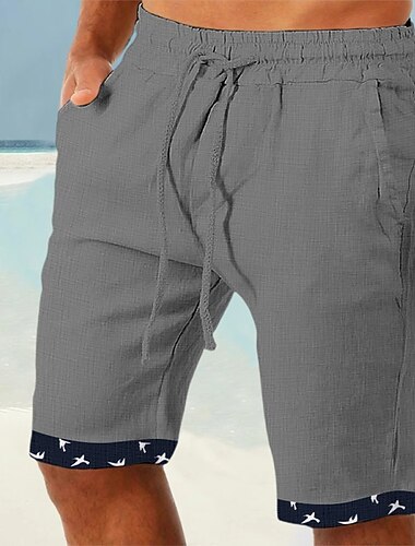  Herr Shorts Sommarshorts Beach Shorts Lappverk Snörning Elastisk midja Slät Komfort Andningsfunktion Kort Ledigt Dagligen Helgdag Mode Klassisk Stil Vit Blå