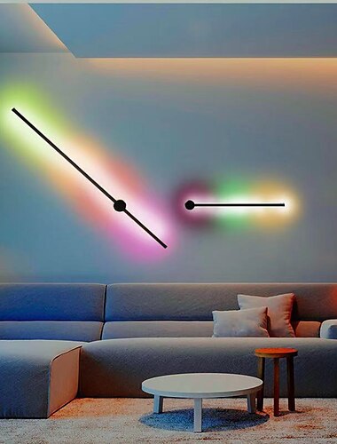  Dimmbare RGB-Wandleuchten, Streifendesign, LED-Innenwandleuchten mit Fernbedienung, 60/80/100 cm, bunte Farbwechsel-Lichtsäule, Stimmungslicht für Schlafzimmer, 110–240 V