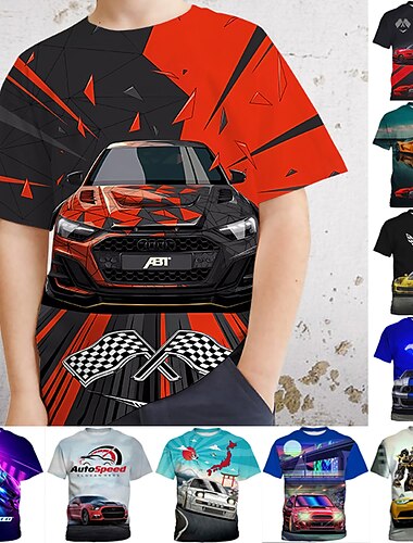  mode brevmönster tryckt kortärmad t-shirt mode 3d-tryckta färgglada skjortor för pojkar och flickor