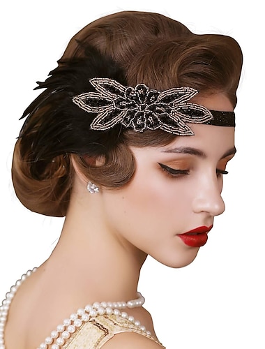  Čelenka z 20. let 20. let 20. let flitrovaná showgirl čelenka do vlasů Gatsby pro ženy