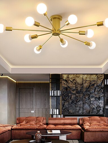  led taklampe 6/10-lys dimbar nordisk stil lysekrone sputnik design metall kunstnerisk stil industriell malt finish kjøkken soverom barnerom lys 110-240v