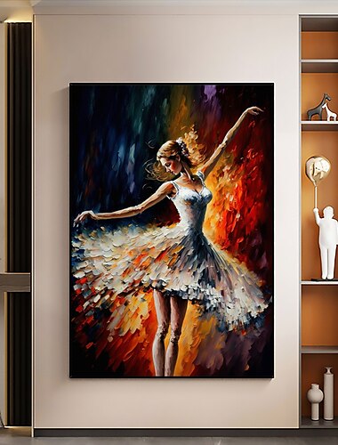  pittura a olio fatta a mano su tela wall art decor original dancing girl eople persone che dipingono per la decorazione domestica con cornice allungatasenza cornice interna pittura