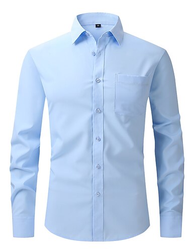  Camisa elástica informal de manga larga para hombre, vestido profesional ajustado, camisa de comercio exterior, color caramelo, 2024