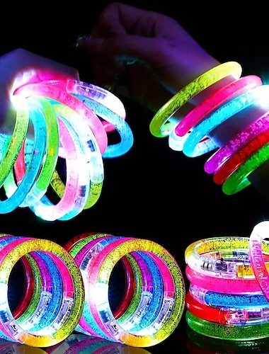  5 uds pulsera acrílica brillante pulsera de burbujas led intermitente pulsera bar concierto accesorios para eventos iluminar juguetes suministros para Acción de Gracias boda despedida de soltera