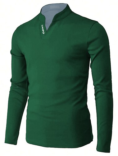  Hombre Polo Camiseta de golf Casual Festivos Escote Chino Manga Larga Básico Plano Básico Verano Primavera Negro Blanco Verde Gris Polo